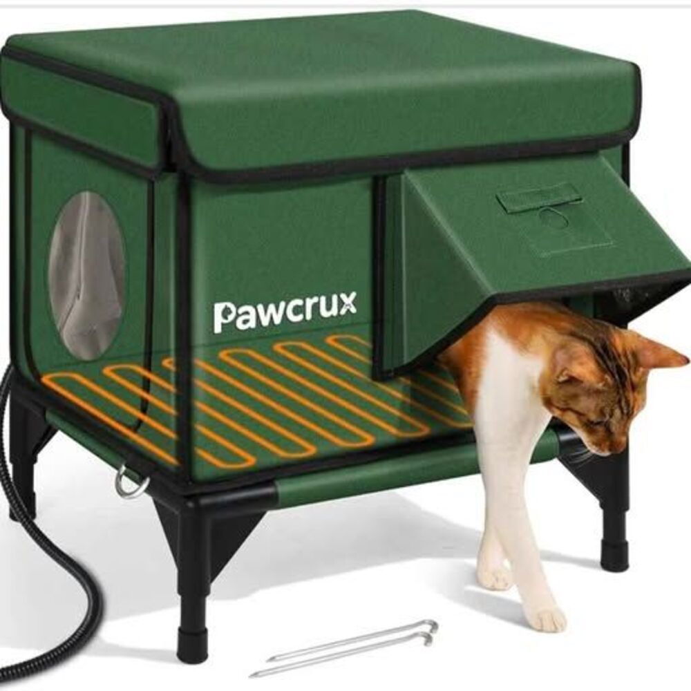Pawcrux Outdoor Cat House Waterproof Elevated Stray Feral Pet Shelter